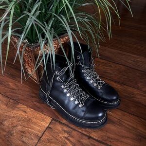 Urban Outfitters Black Leather Lace Up Boots